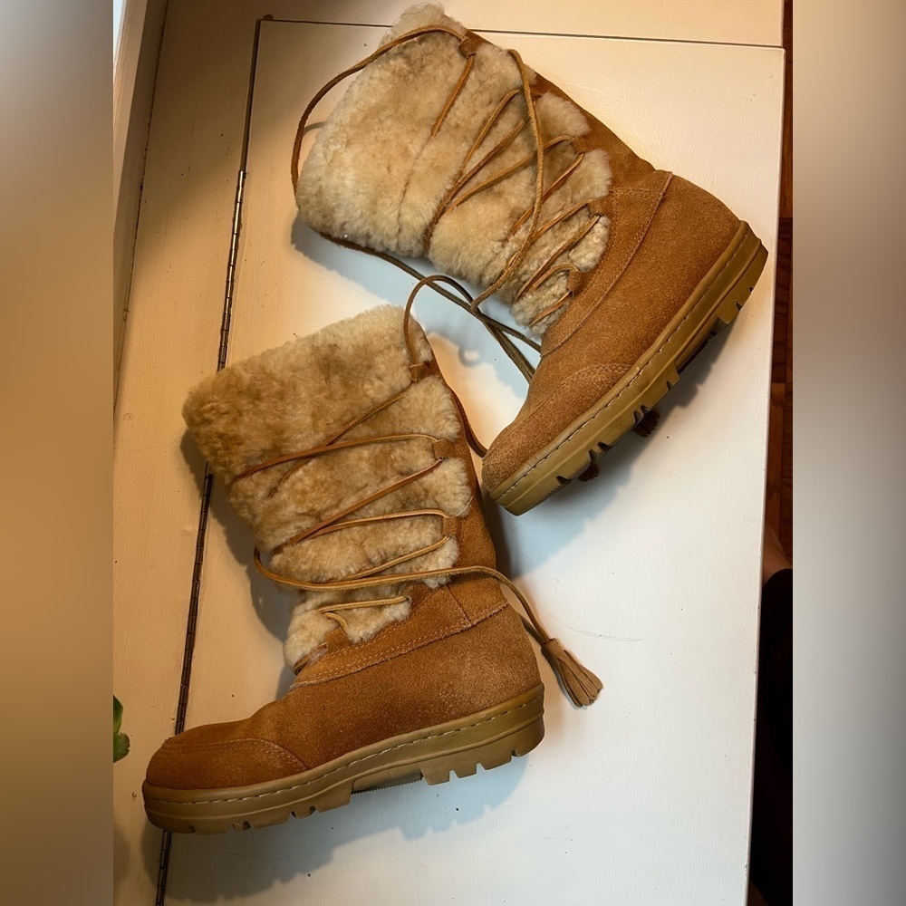 NWOT J. Crew Shearling Suede Wrap Boots 6 - Picture 6 of 11